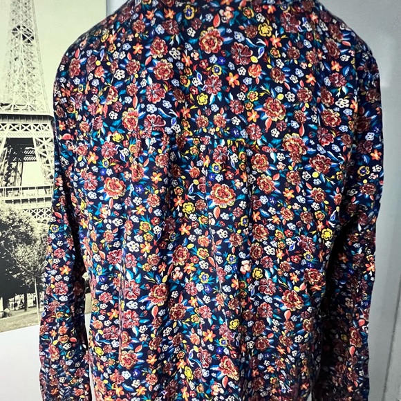 Old Navy Floral V-Neck Blouse - Blue and Red - Picture 3 of 9